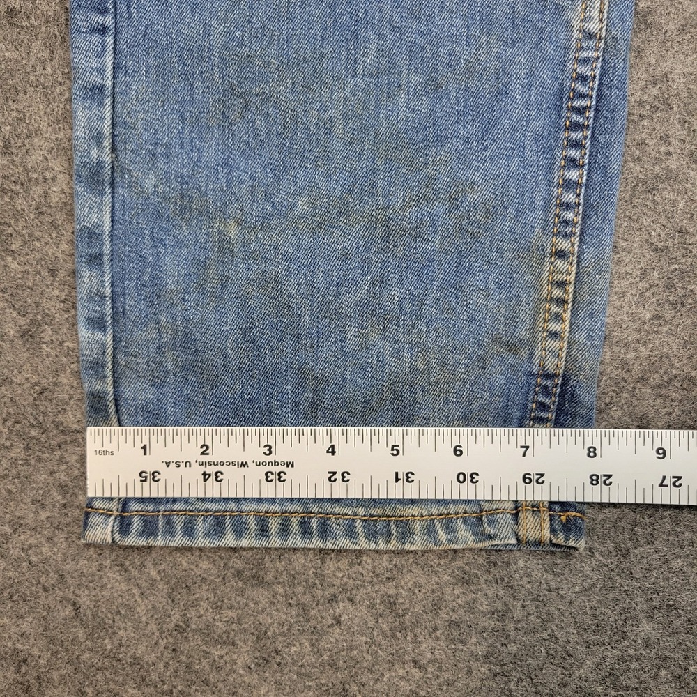Levis 505 Jeans Mens 36x32 Blue Denim Boho Streetwear Grunge Festival Red Tab - Picture 10 of 14